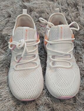 Fabletics Women's White Mesh Sneakers with Pink Accents